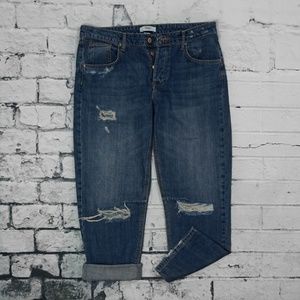 Forever 21 Boyfriend Fit Dark Blue Wash Jeans